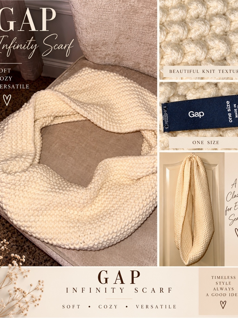 GAP Cream Knit Infinity Scarf